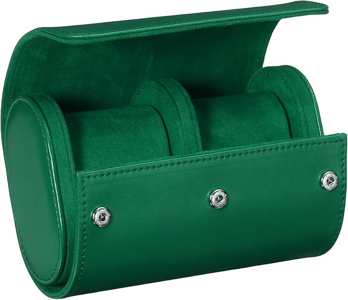 PATIKIL Watch Roll Travel Leather Case, Portable 2 Watch Roll Box with Pillow for Men Women Home Storage Display Gift Storaging Organizer, Green