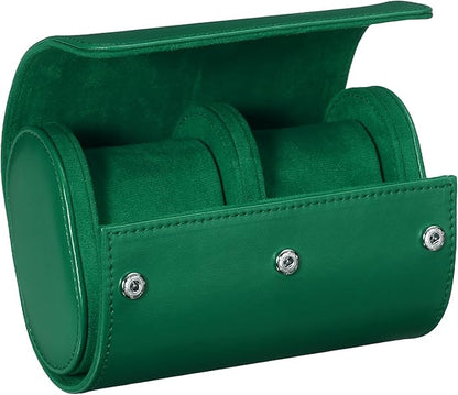 PATIKIL Watch Roll Travel Leather Case, Portable 2 Watch Roll Box with Pillow for Men Women Home Storage Display Gift Storaging Organizer, Green