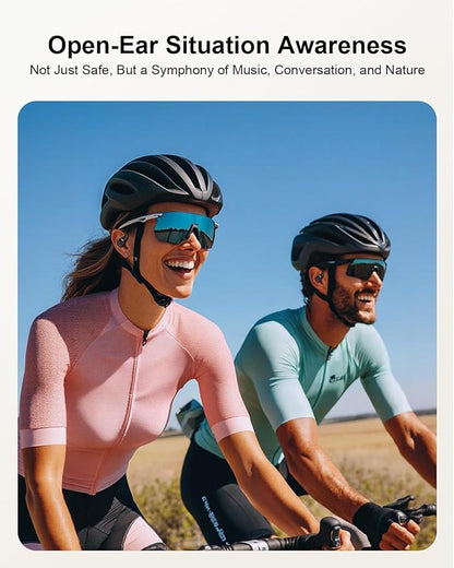 Open Ear Headphones Wireless Bluetooth 60H Playtime, IPX7 Waterproof Open Ear Earbud with Ear Hooks, Running Headphones Bluetooth 5.4 Ear Buds with Mic, Sport Headset for Cycling, and Workouts, Black