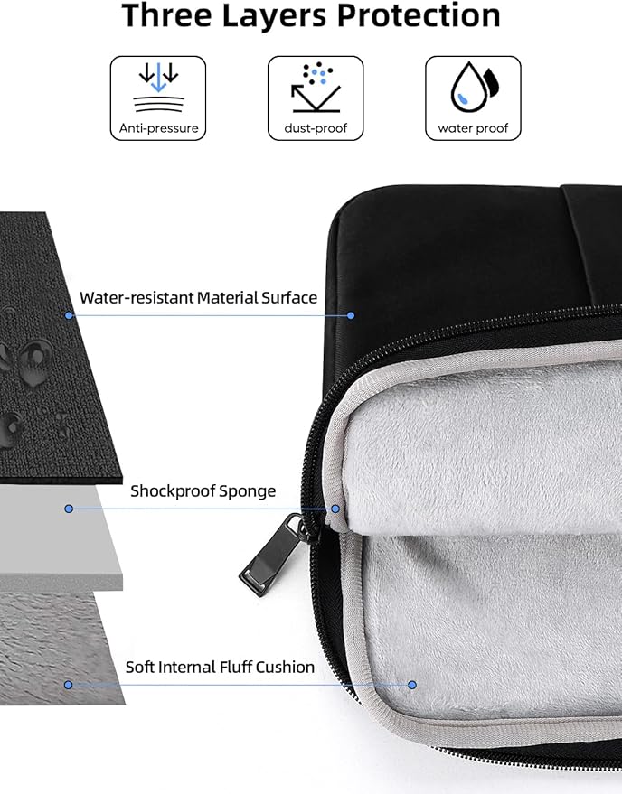 EVICIV Laptop Sleeve Case 19 inch, 360° Protective Handbags Portable Computer Cover Bag with Pocket Zipper for 17-19 inch Portable Monitor Laptop Notebook PC Books (Black)