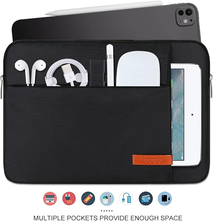 Lacdo Tablet Sleeve Case for 13 inch New iPad Pro M5 M4 2025-2024, 13 inch New iPad Air M3 M2 2025-2024, 12.9" iPad Pro 6 5 4 3 with Magic Keyboard and Smart Keyboard Folio, Tablet Bag, Black