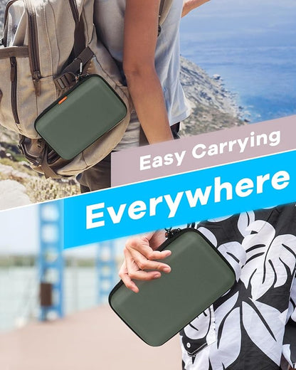 GLCON Large Classic Army-Green Case - Hard Shell Electronic Organizer Travel Carrying Case - Shockproof Electronic Accessories Storage Pouch Bag for Game Drive, Hard Disk, Power Bank, Charger