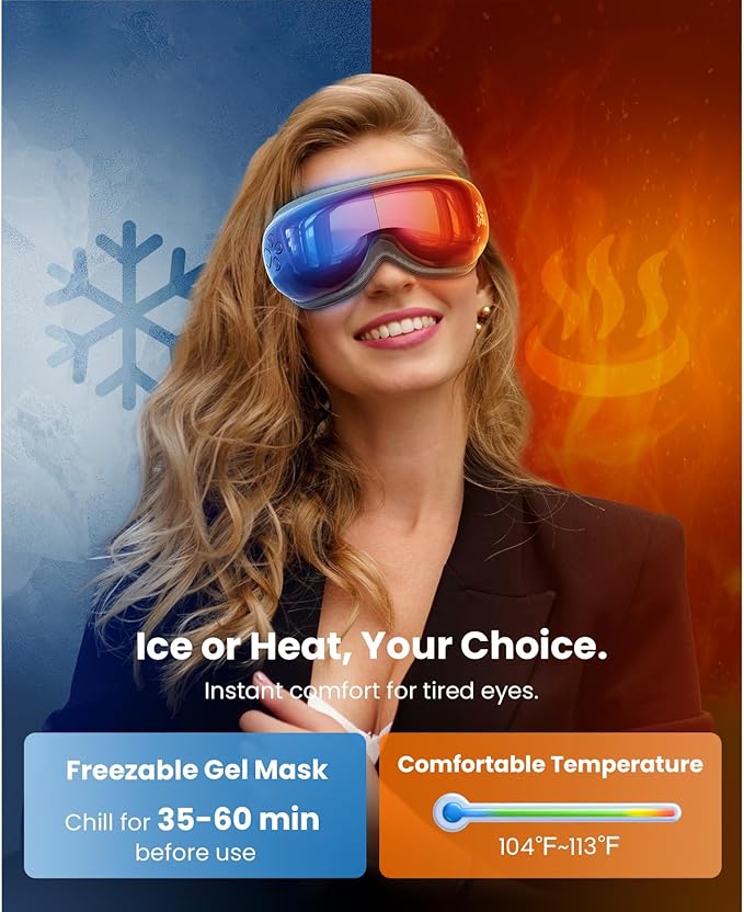 BOB AND BRAD Eye Massager with Heat and Cooling, EyeOasis 3 Eye Mask for Migraine FSA Eligible/HSA Eligible, Heated Face Massager for Dry Eye Strain Relief Improve Sleep, Christmas Gifts for Women