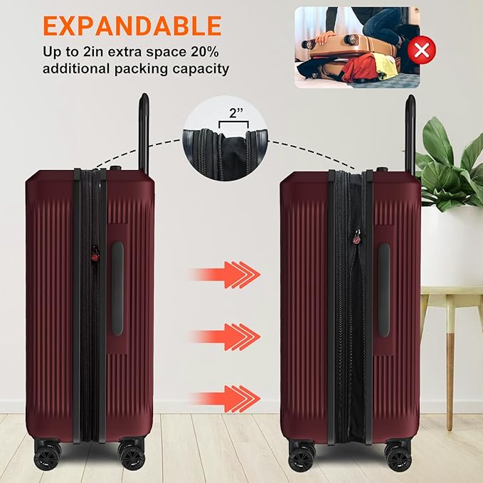 Verdi Hardside 28 Inch Luggage with Spinner Wheels - Expandable Large Suitcase