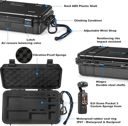Lekufee Travel Waterproof Hard Case Compatible with DJI Osmo Pocket 3/Creator Combo/Power Expansion Combo/DJI Pocket 3 Video Camera/Vlogging Camera and Accessories(Case & Bag Only)