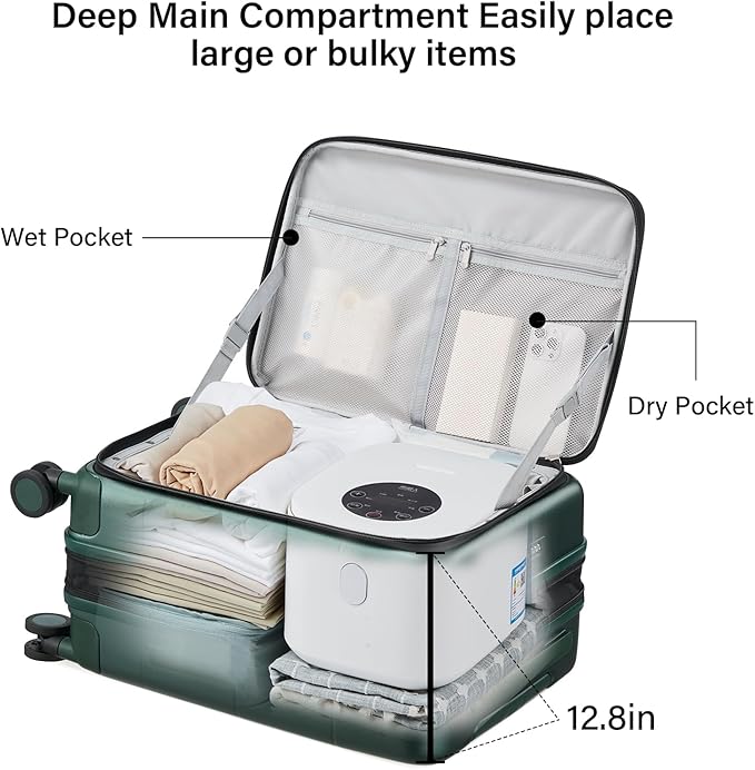 Hanke Hardside Expandable Checked Luggage, 24 Inch Top Opening Trunk Luggages with Spinner Wheels, All-PC Hard Shell Suitcase, Lightweight TSA Checked-Medium(Blackish Green, 83L)