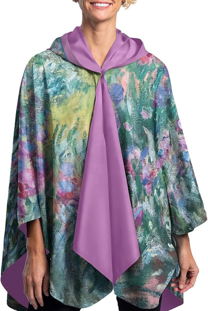 RainCaper Monet Garden at Giverny Womens Rain Cape Poncho with Hood Reversible