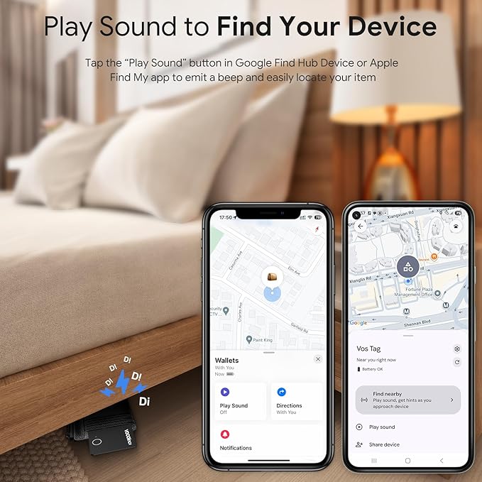 VOCOlinc Air Tag Smart Card for Android & iOS, New Dual System Rechargeable Wallet Tracker Work with Google Find Hub or Apple Find My APP, Item Finder Locator for Luggage, Suitcase. Slim 1.6mm, 2 Pack