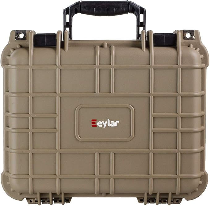 Eylar Protective Camera Hard Case Water & Shock Proof with Foam 13.37 inch 11.62 inch 6 inch Tan (Tan)