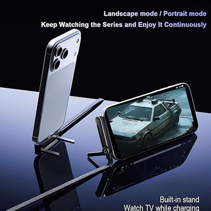 Basemo Invisible Stand Charging Cable, 2 in 1 Charging Cable with Built-in Foldable Stand, 240W Braided Fast Charge Cable, for Smartphones, Tablets, Laptops, Gaming Devices, 4.9FT (C to C)