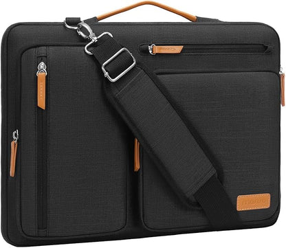 MOSISO 360 Protective Laptop Shoulder Bag,14 inch Computer Bag Compatible with HP Lenovo Dell ASUS Acer, HP, Dell Latitude, Lenovo,Side Open Messenger Bag with 4 Zipper Pockets&Handle, Black