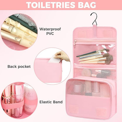 BAGAIL 4/6 Set/8 Set Compression Packing Cubes Travel Accessories Expandable Packing Organizers(HalfMesh, 8-Pink)