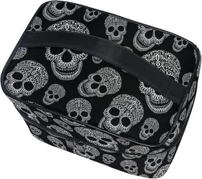 Makeup Bag, Skull Print Travel Makeup Organizer Bag Cosmetic Cases Toiletry Bags for Girl Women Ladies