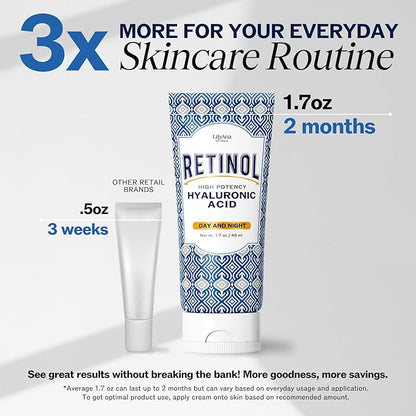 LilyAna Naturals Anti Aging Retinol Face Cream for Women – Wrinkle & Neck Cream for Firming, Retinol Moisturizer for Face with Hyaluronic Acid, Hydrating Night Cream for Fine Lines, Collagen Boost