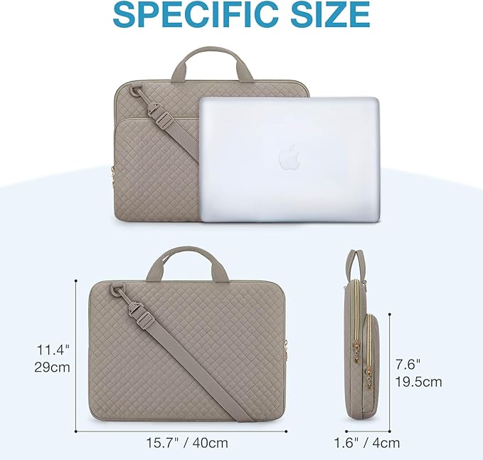 BAGSMART Laptop Sleeve 15.6 Inch, Lightweight Laptop Bag Compatible with MacBook Pro 16 Inch,15.6 Inch HP,Dell,Acer Aspire,Asus Notebook, Protective Case with Shoulder Strap,Pocket,Handle, Gray