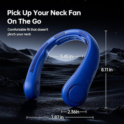 JISULIFE Portable Neck Fan Upgraded, Neckbrace Personal Hands Free, 5 Speed Gears Adjustment, 6000 mAh Wearable Bladeless Quiet Rechargeable for Outdoor Indoor, Gifts for Women Men- Dark Blue
