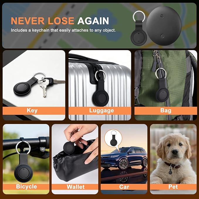 Air Tracker Tags-4 Pack, Bluetooth Tracker for Apple Find My, Item Locator Smart Tag Keys Finder Tracking Tags and Item Locator for Luggage Tracker, Bags, Kids, Pets, Wallet, Suitcase, Travel