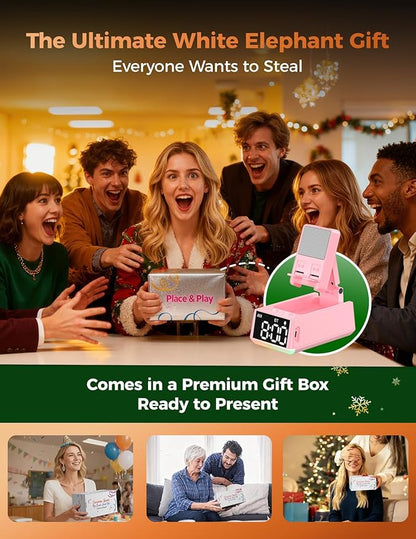 Bluetooth Speaker White Elephant Gifts:Induction Cell Phone Stand HD Sound Gift for Men Women Adults Birthday Christmas Secret Santa,Kitchen Gadget Mom Wife Dad Husband Teen Stocking Stuffers(Pink)