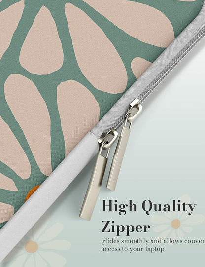 iCasso Laptop Sleeve 13 inch for MacBook Air 13-13.6 inch, Cute Laptop case for MacBook Pro 13 inch, Slim Protective Travel Carrying Case for MacBook Pro 14 inch, Chromebook, HP, Dell, Green Floral