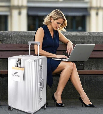 feilario 30in Super Large Captain Aluminum Frame Hardside Spinner Wheels Luggage, Removable Wheels Zipperless Checked Suitcase with Cup Holder/Phone Holder