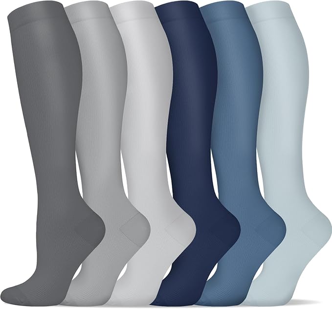 Graduated Compression Socks for Women&Men 20-30mmhg Knee High Socks Travel Hiking Running Stocking