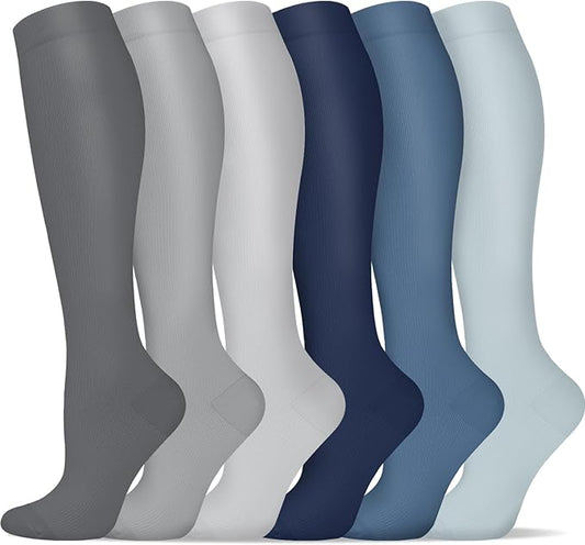 Graduated Compression Socks for Women&Men 20-30mmhg Knee High Socks Travel Hiking Running Stocking