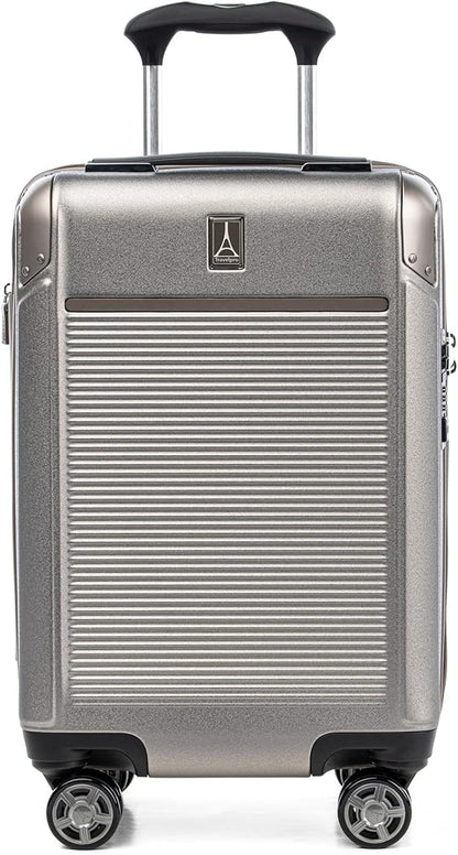 Travelpro Platinum Elite Hardside Expandable Carry on Luggage, 8 Wheel Spinner, TSA Lock, Hard Shell Polycarbonate Suitcase, Metallic Sand, Compact Carry on 20-Inch