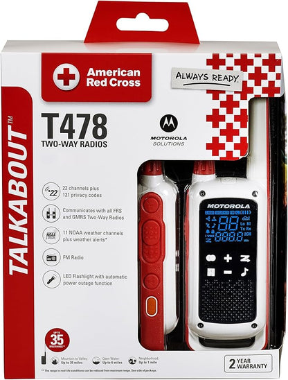 Motorola Solutions Red Cross T478 Talkabout White Rechargeable Emergency preparedness 35-Mile 2-Way Radio
