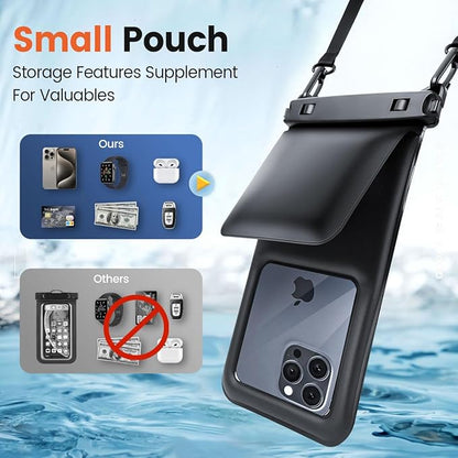 Floating Waterproof Phone Pouch - 2 Pack IPX8 Waterproof Phone Bag with Double Space, Waterproof Phone Case with Lanyard for iPhone 17 16 15 14 13 Pro Max Galaxy S24+ S23, Beach Cruise Ship Essentials