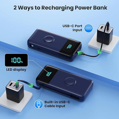 Portable Charger 40800mAh for iPhone with Built-in Cable and iWatch Charger, 25W PD Fast Charging USB C Power Bank,Travel Camping Essentials Battery Pack for iPhone 17/16/15/14/13,Android,Apple Watch