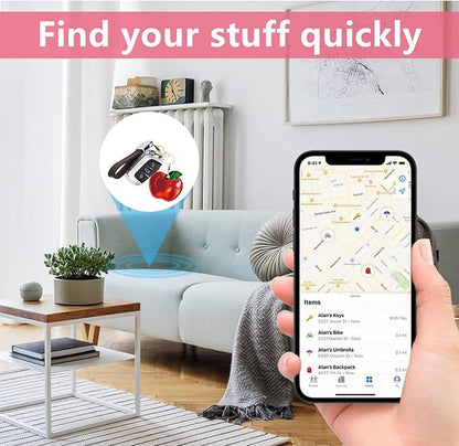 Leather Keychain Holder Case Compatible with AirTag,Cute Protective Shiny Charm Cover with Keyring,Anti-Scratch Finder GPS Tracker Case for Wallet Keys,Bag,Pets(Red Fruit)