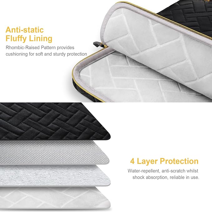 Lacdo Laptop Sleeve Case for 16 inch New MacBook Pro M4/M3/M2/M1 Pro/Max A3403 A3186 A2991 A2780 A2485 2024-2019 | 15" Surface Laptop 7th Copilot+PC/Surface Laptops 6 5 4 Computer Bag, Elegant Black