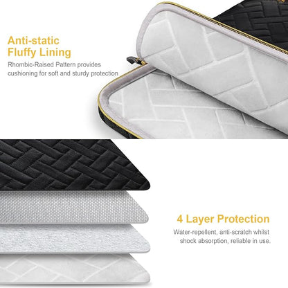 Lacdo 14 Inch Laptop Sleeve Case for HP Lenovo Dell ASUS Acer Chromebook 14 / HP Stream 14 / Dell Inspiron 14 / Lenovo IdeaPad 14 / Acer Spin/ASUS ZenBook Computer Bag Water-Resistant, Elegant Black