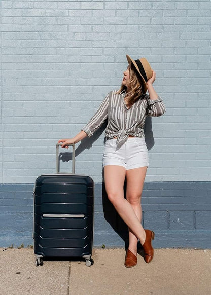 Samsonite Freeform 2-Piece Luggage Set - Carry-On & Large Checked Luggage with Dual Spinner Wheels - Durable Polypropylene Hardshell - TSA Lock, Airline-Approved - Expandable Hard Shell - Navy