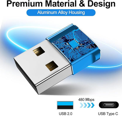 𝟒𝐏𝐚𝐜𝐤 𝐔𝐩𝐠𝐫𝐚𝐝𝐞𝐝 USB to USB C Adapter,Type-C Female to A Male Car Charger OTG Converter for Apple Watch Ultra 8 9 10,iPhone 16 15 14 13 Pro Max,Samsung S24,Nintendo Switch,AirPods,iPad,Car