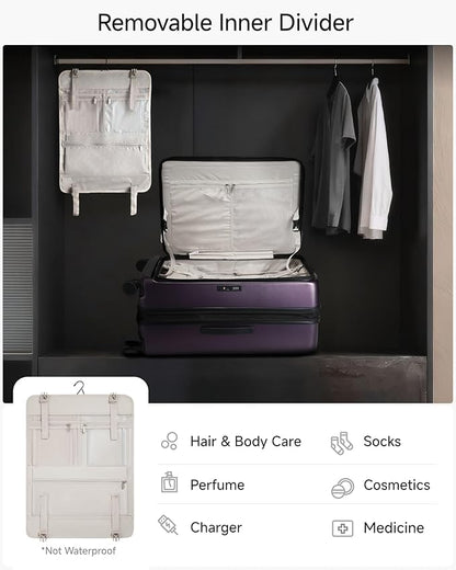 LUGGEX Checked Suitcase with Spinner Wheels, FLO5 Expandable Polycarbonate Hard Shell Suitcase with TSA Approved Lock (FX-Core, Purple, 28 Inch)