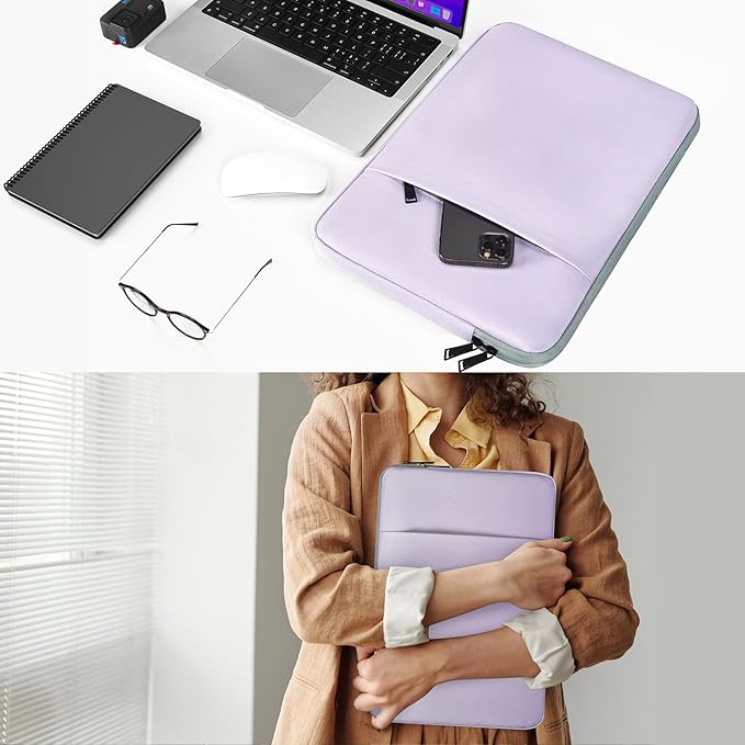 CaseBuy MacBook Air 15 inch Sleeve Water-Resistant Protective Case for 2025 2024 MacBook Air 15 M2 M3 M4 Chip A2941 A3241 Laptop Carrying Case Cover Slim Traveling Accessories Bag -Purple