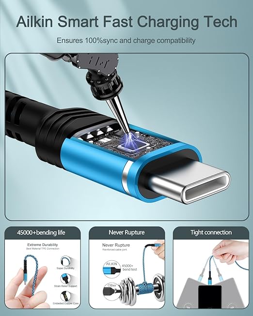 2-Pack USB A to USB C Cable, 6FT Fast Charging Nylon Braided Charger Cord, Type C Charger Cable for iPhone 17/17Pro/Air/16e/16/16Pro/15/15Pro, Samsung Galaxy S25/S24/S23/S22, Google Pixel 10/9/8 Pro