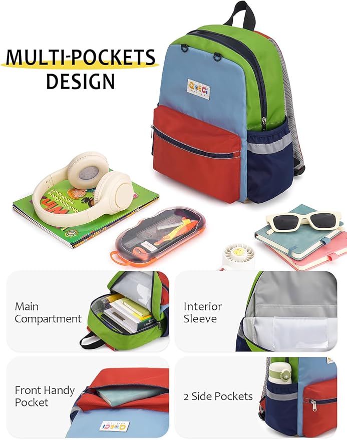 Toddler Backpack for Boys Girls 2-5, Kids Preschool Backpack, 13inch Little Kids Backpack Daycare School Bookbag for Kindergarten Elementary School Travel,Orange&Red