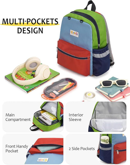 Toddler Backpack for Boys Girls 2-5, Kids Preschool Backpack, 13inch Little Kids Backpack Daycare School Bookbag for Kindergarten Elementary School Travel,Orange&Red