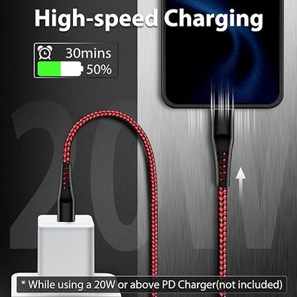 cugunu USB C to Lightning Cable 3 Pack 6FT iPhone Charger Apple MFi Certified Power Delivery Fast Charging Cord Compatible with iPhone 14/13/12/11/XS/XR/X/8