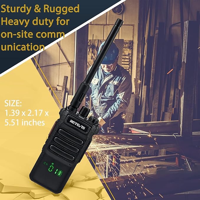 Retevis RT86 Professional 2 Way Radio Long Range,High Power Walkie Talkies for Adult with Shoulder Mic,Heavy Duty Two Way Radios Rechargeable,2600mAh,USB,Handheld Emergency Radio for Warehouse(4 Pack)