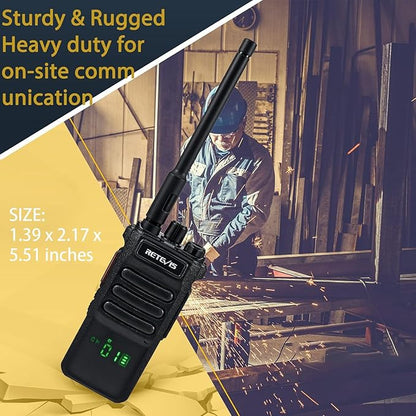 Retevis RT86 Professional 2 Way Radio Long Range,High Power Walkie Talkies for Adult with Shoulder Mic,Heavy Duty Two Way Radios Rechargeable,2600mAh,USB,Handheld Emergency Radio for Warehouse(4 Pack)