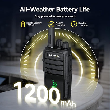 Retevis RT21H 2 Way Radio Long Range, Walkie Talkies for Adults, Hidden Display, Heavy Duty Rechargeable Two Way Radios with Six-Way Charger, for Manufacturing Education Security(6 Pack)