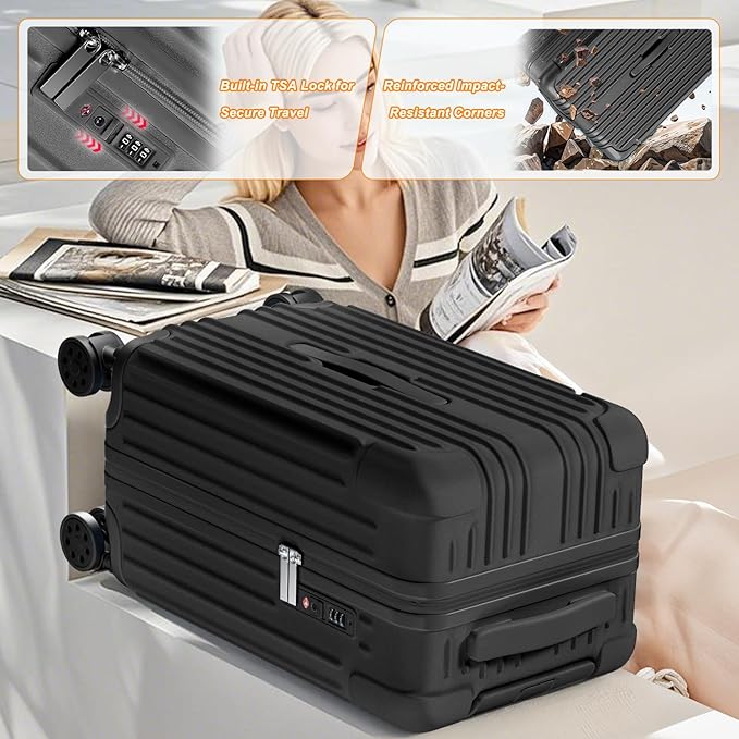 Krute Luggage Sets 2 Pieces PC+ABS Hardshell Suitcase with Spinner Wheels TSA Lock Carry On Suitcase Set 20+28 Inch Luggages