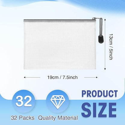 Jetec 32 Pcs Mesh Zipper Bags Toy Storage Bikini Organizer Bag Bolsas Para Guardar Trajes De Bano Waterproof Zipper Reusable Pouch Puzzle Multipurpose for Storage Office(Grey,7.5 x 5 Inch)