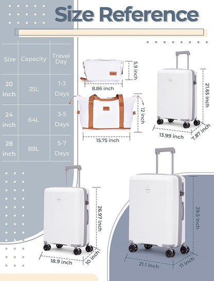 Luggage Sets 5 Piece, Suitcases with Wheels, Hardshell Suitcase Set, PP Carry on Luggage Set with TSA Lock, Travel Luggage