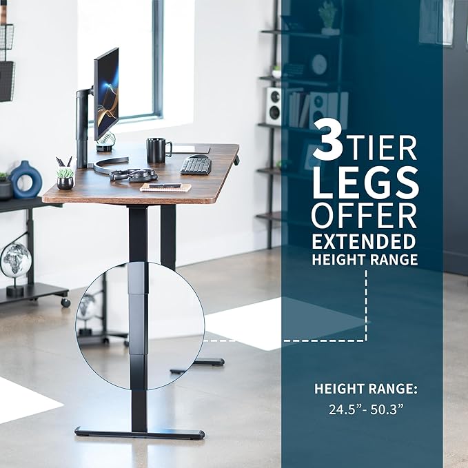 VIVO Electric 71 x 30 in Dual Motor Rustic Sit Stand Desk, Memory Height Adjustment, 2B Series, Vintage Brown Top Black Frame, DESK-KIT-2B7N
