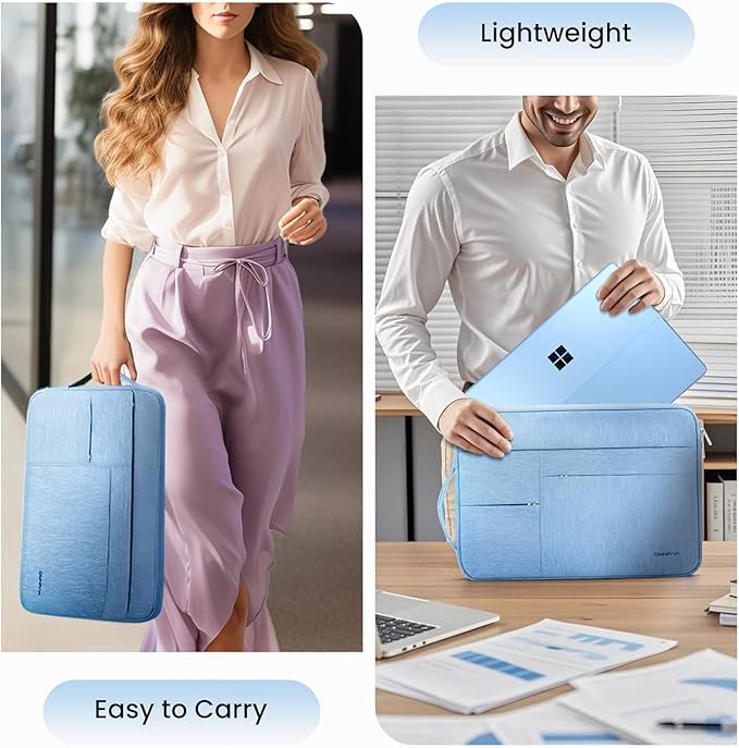 Omnpak Surface Pro 11 Case,13 inch Laptop Sleeve for Surface Pro 12/11/10/9/8/X/7/6/5/4/3 with Multi-Pocket and Side Handle Strap,Water-Resistant Laptop Carrying Bag