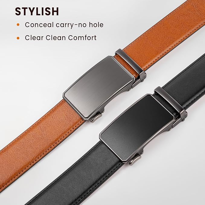 Zitahli Mens belt 2 Pack - Men Leather Belt Design for Work Business and Casual Golf Jeans-Men's Accessories Gifts for Men